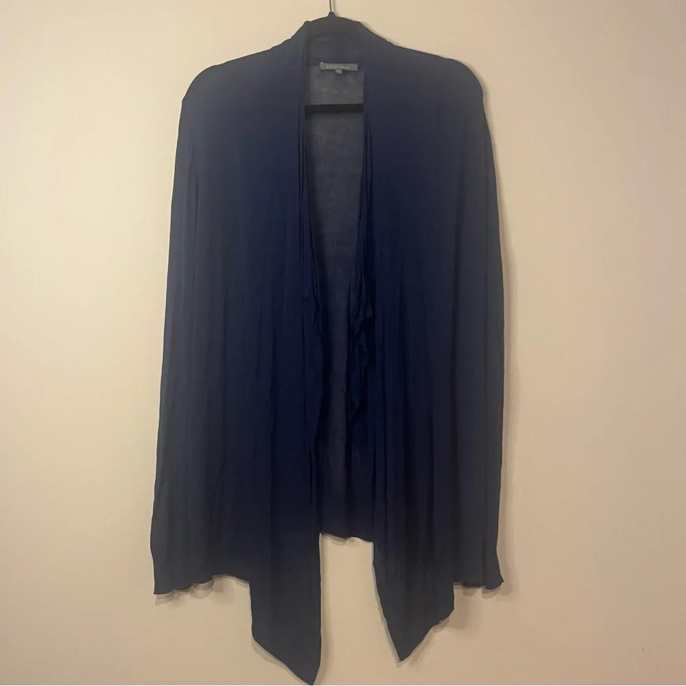 100% Viscose Navy Blue Lightweight Knit Fall Waterfall Cardigan